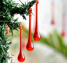 Red Glass Chandelier Drop Ornaments - Christmas Tree Ornaments - Set of 20